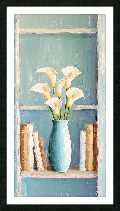 Calla Lilies and Books Picture Frame print