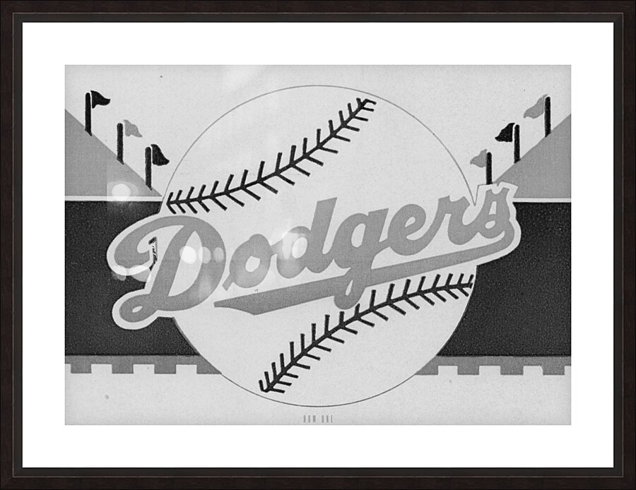 Vintage Dodgers Black and White Art Picture Frame print