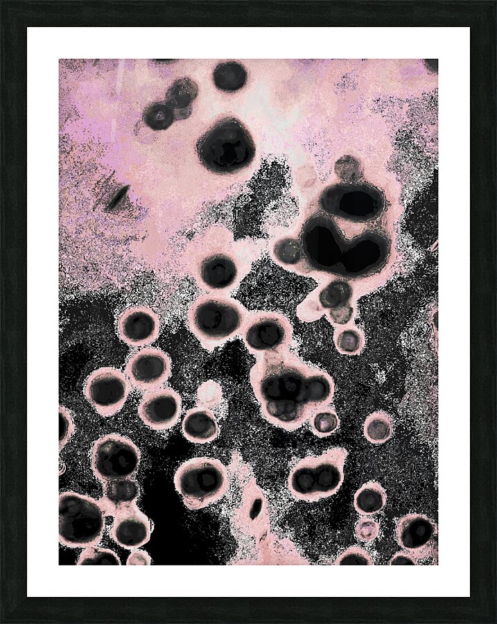 Abstract Circular Shapes in Pink and Black Picture Frame print