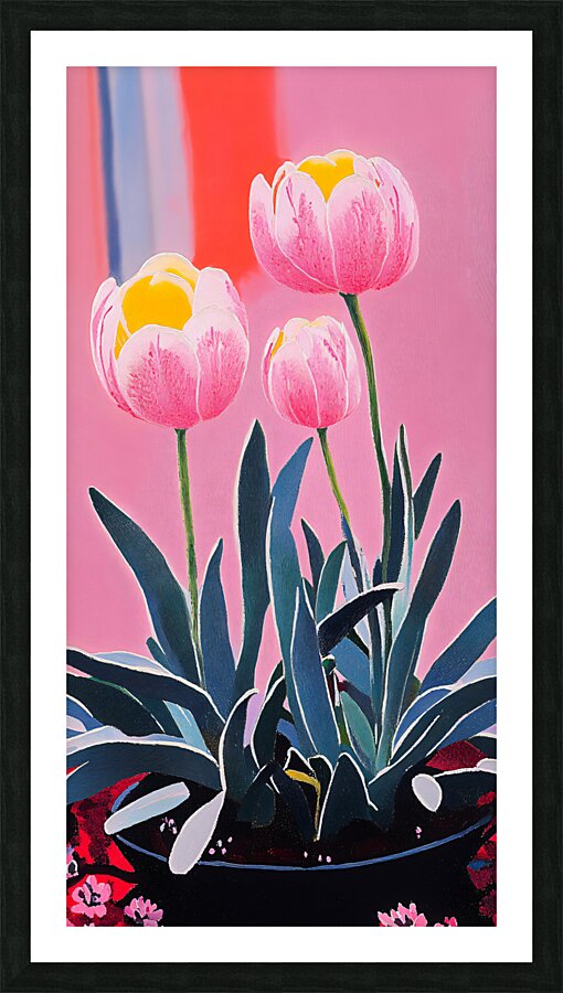 Pot of Tulips Cool Pink Picture Frame print