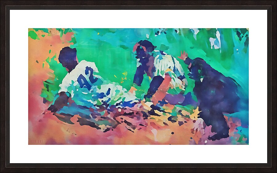 Jackie Robinson Slide Art Remix Picture Frame print