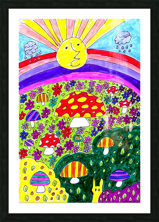Abstract Doodle Art Sunshine and Showers Picture Frame print