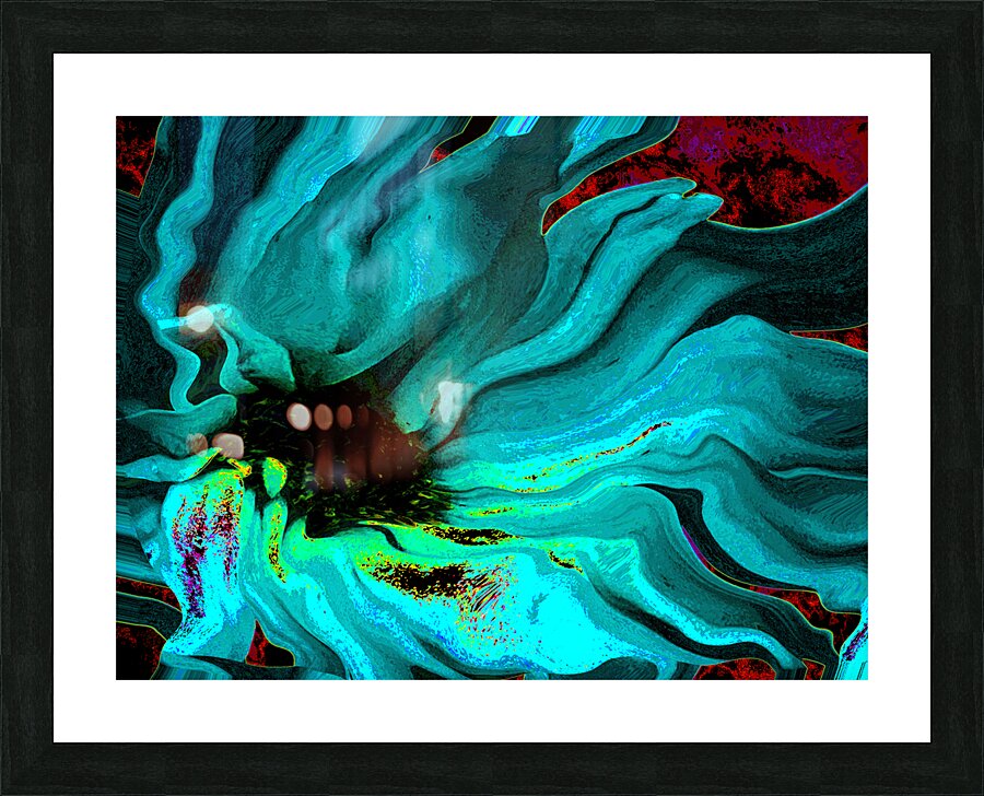 Abstract Daisy in Vibrant Blues and Greens Picture Frame print