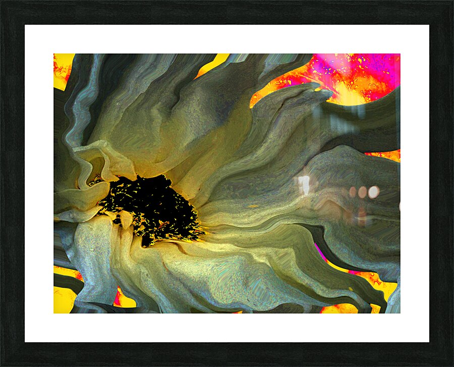 Abstract Daisy in Green and Yellow Picture Frame print
