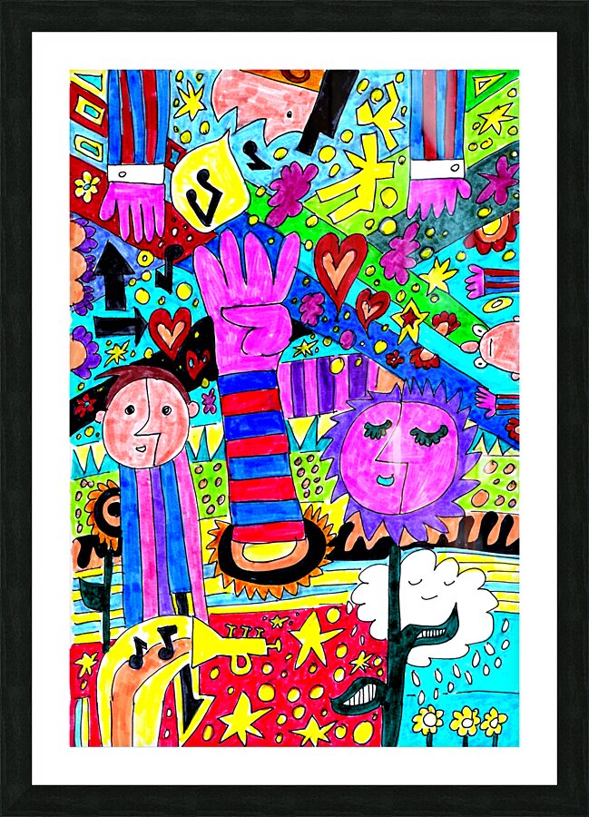 Abstract Doodle Art Colourful Elements Picture Frame print