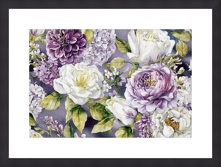 Flowers in Purple Mauve and White Picture Frame print