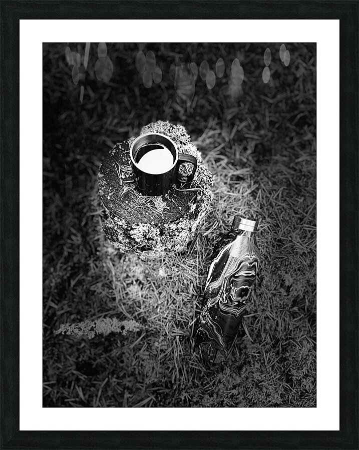 Scenes from the Trail- Outdoor Cafe in Black and White Picture Frame print