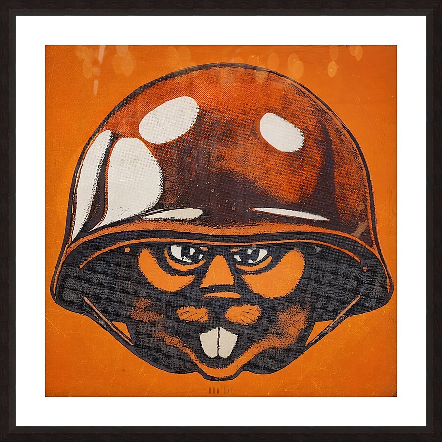 1980s Oregon State Beaver Soldier Cartoon Art Picture Frame print