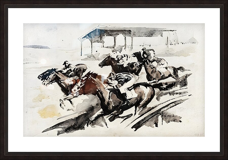 1930 horse racing art remix Picture Frame print