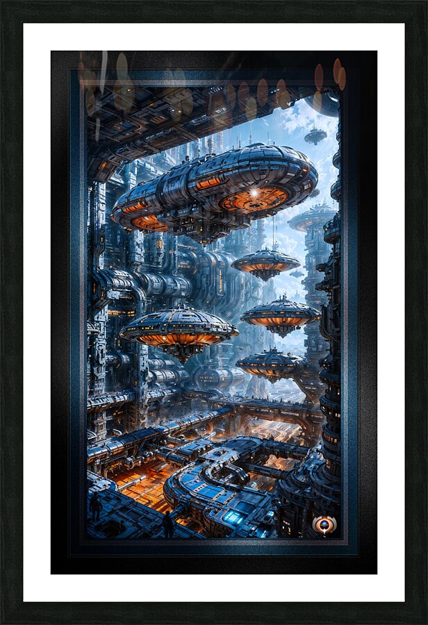 The Galactic Travel Hub Known As The Pellerine Space Port Amazing AI Concept Art by Xzendor7 Picture Frame print
