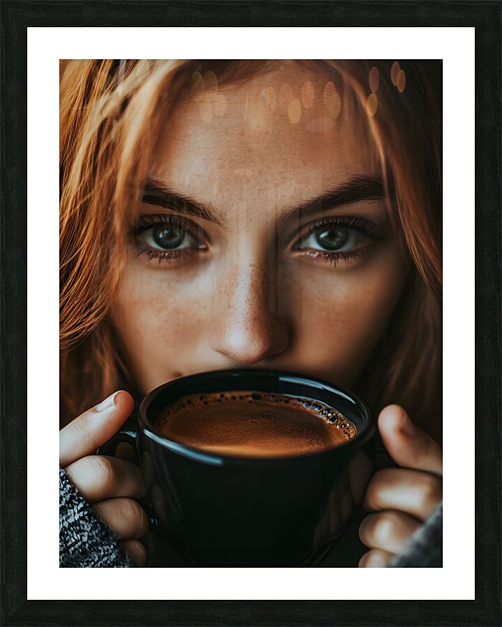 Cozy Coffee Moment Portrait Picture Frame print