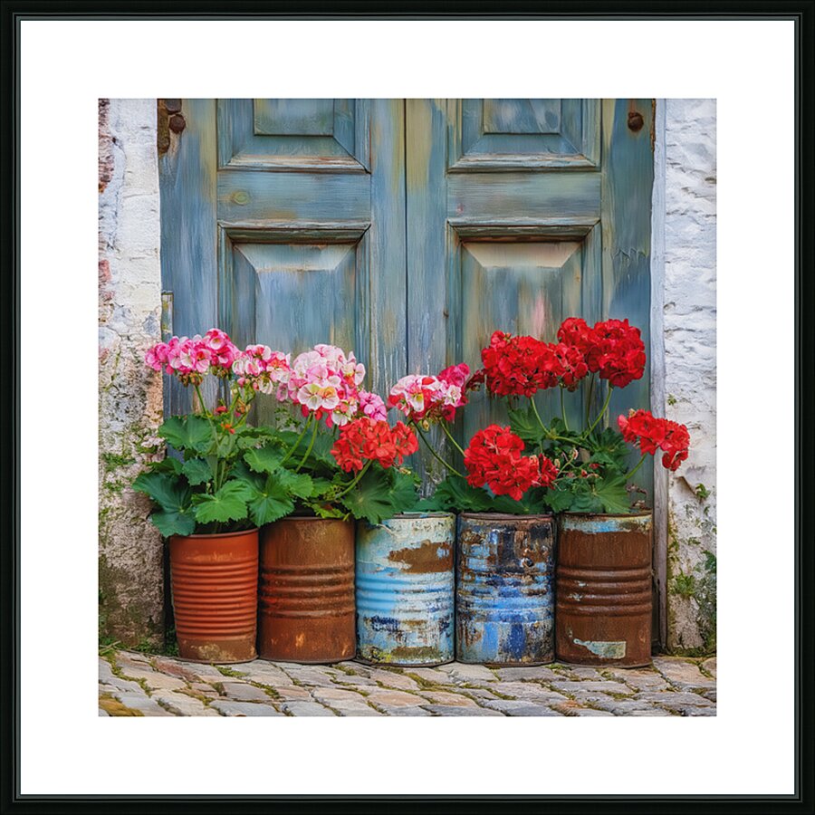 GERRIES IN RUSTY CANS Picture Frame print