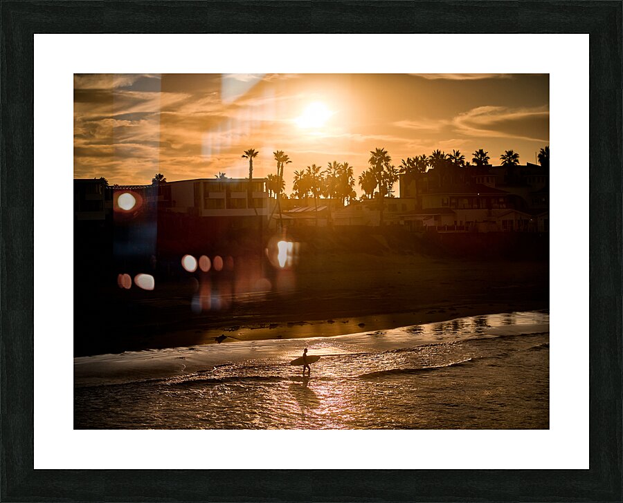 San Diego Surfer Sunrise Spotlight Wide Picture Frame print