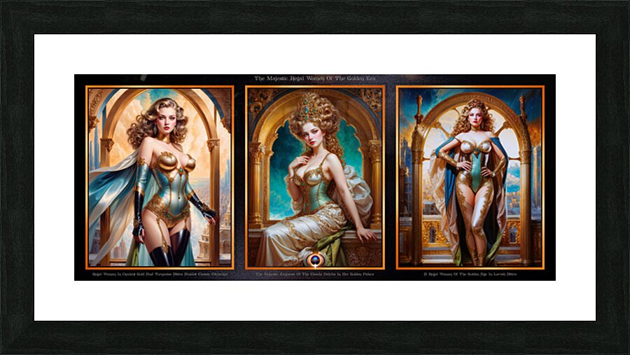 The Majestic Regal Women Of The Golden Era Mesmerizing AI Concept Art by Xzendor7  Framed Print Print