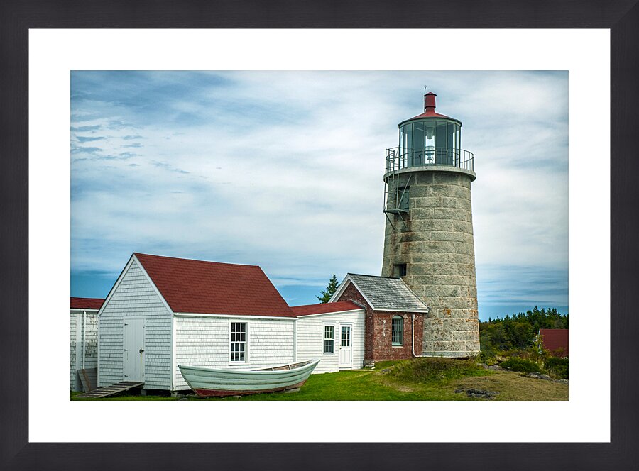 Monhegan Island Lighthouse on Overcast Day in Midcoast Maine Picture Frame print