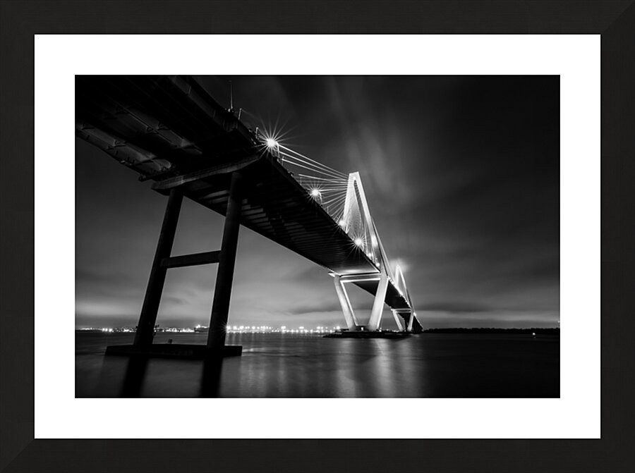 Charleston Bridge Vanishing Point in Black and White Picture Frame print