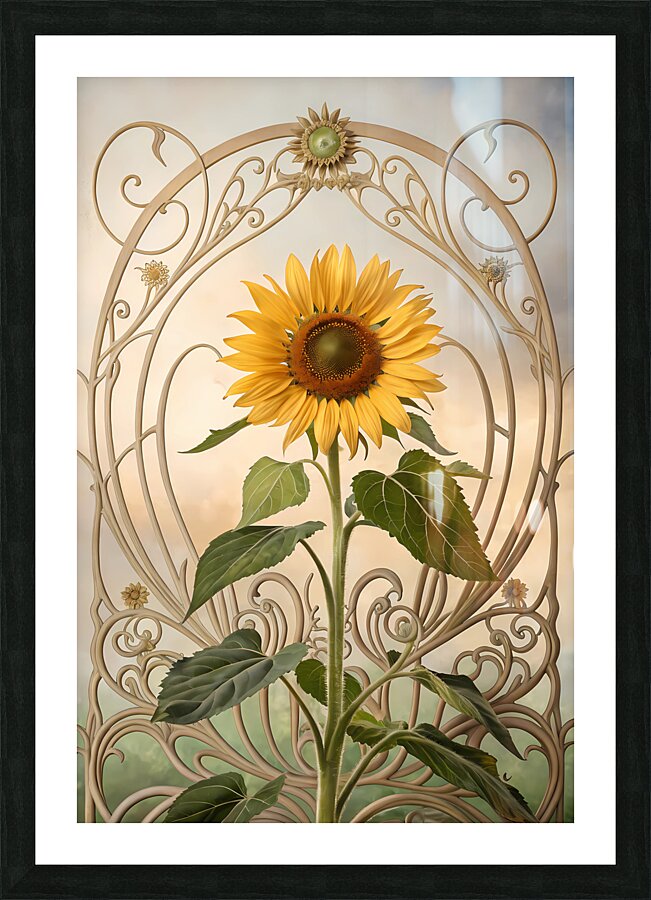 Nature’s Grace: Sunflowers in Art Nouveau Style Picture Frame print