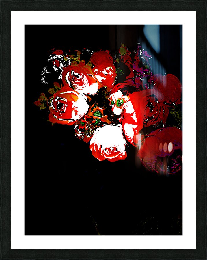 Abstract Snow Covered Rose Bouquet Picture Frame print