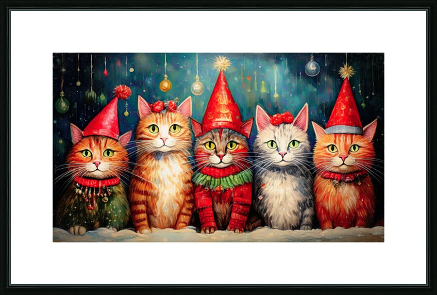Funky Christmas Cats  Picture Frame print