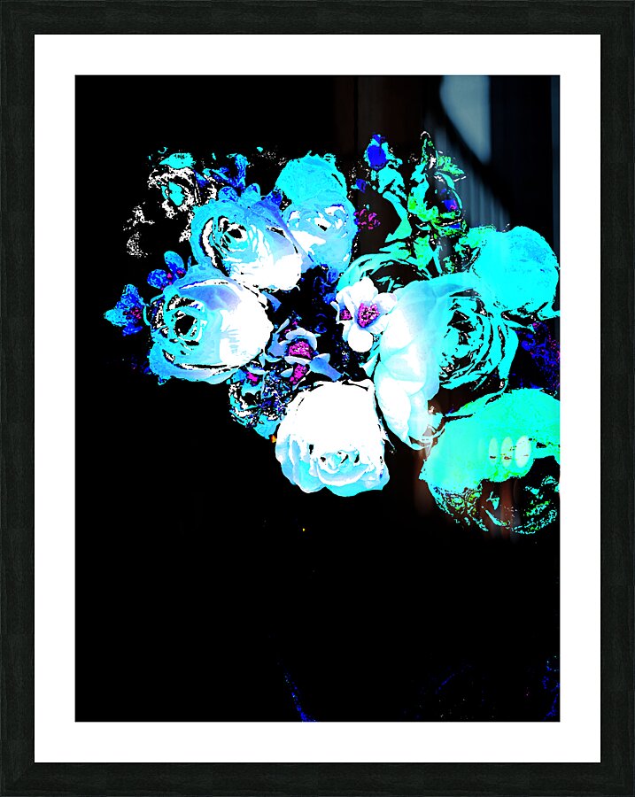 Abstract Bouquet of Green and Blue Roses Picture Frame print