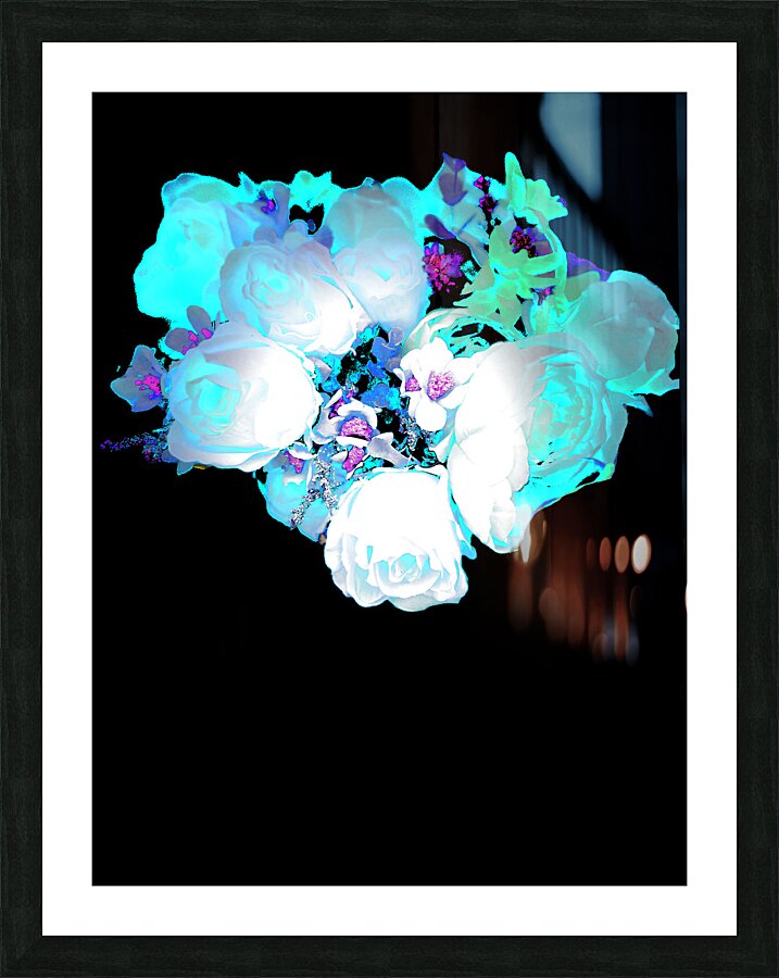 Abstract Blue Green Rose Bouquet Picture Frame print