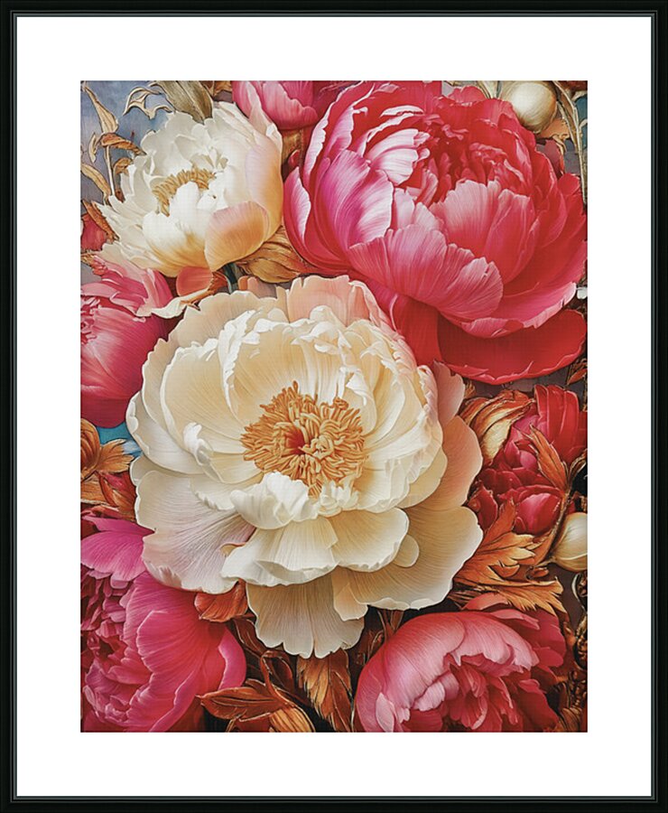 Peonies Illustrated Picture Frame print