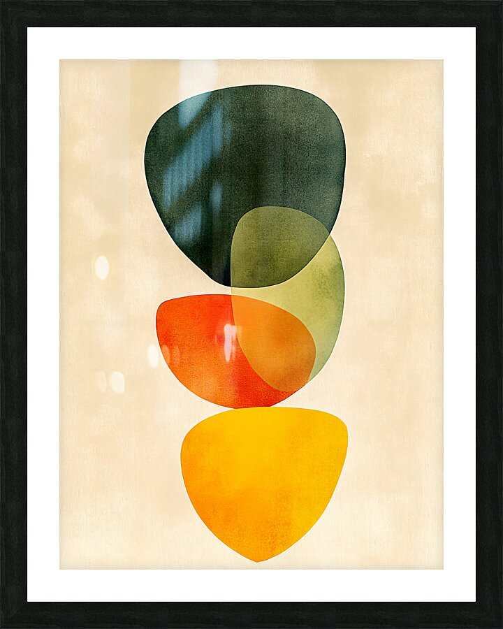 Abstract Shapes in Amber Orange Olive  Picture Frame print