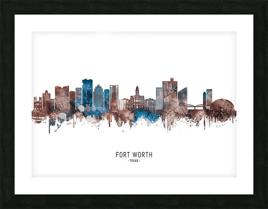 Fort Worth Texas Skyline Sepia Picture Frame print