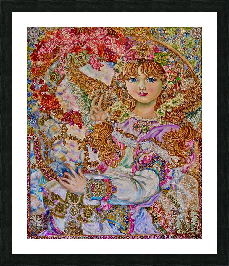 Yumi Sugai.Pink Christmas rose angel. Picture Frame print