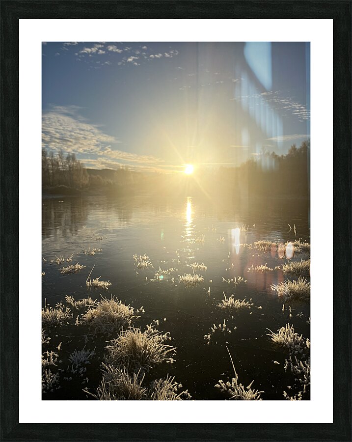 Winters Sun Reflection in the Scottish Highlands Picture Frame print