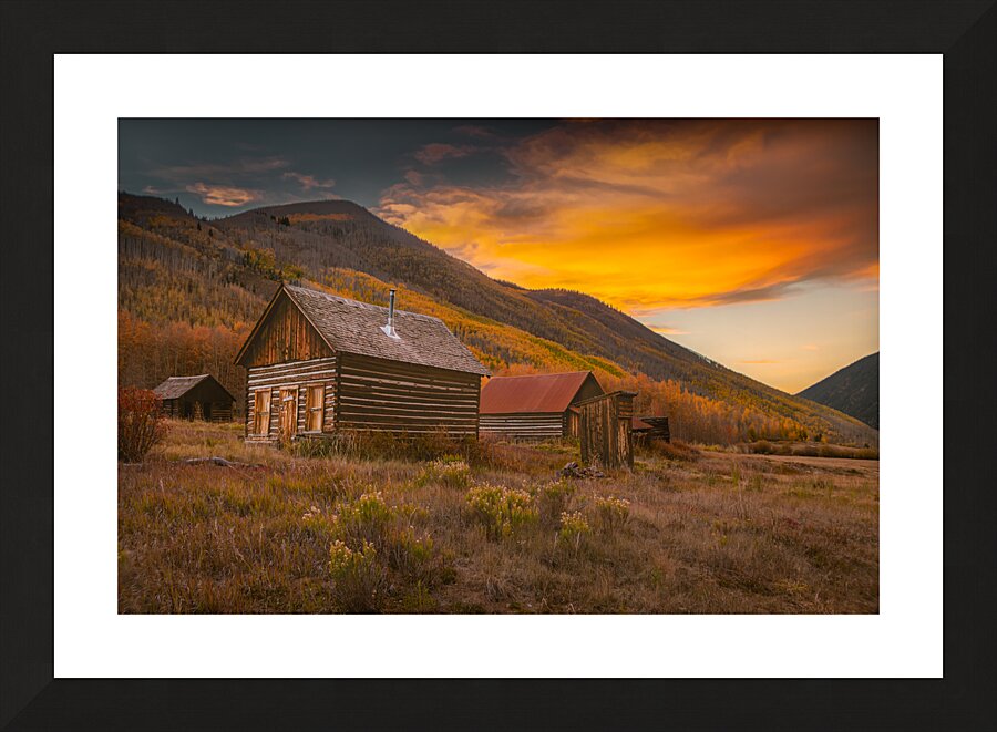 Bathed in Sunset Hues Colorado Cabin Picture Frame print