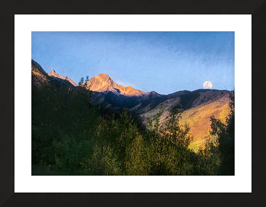 Colorado Snowmass Mountain Backroad Moon  Framed Print Print