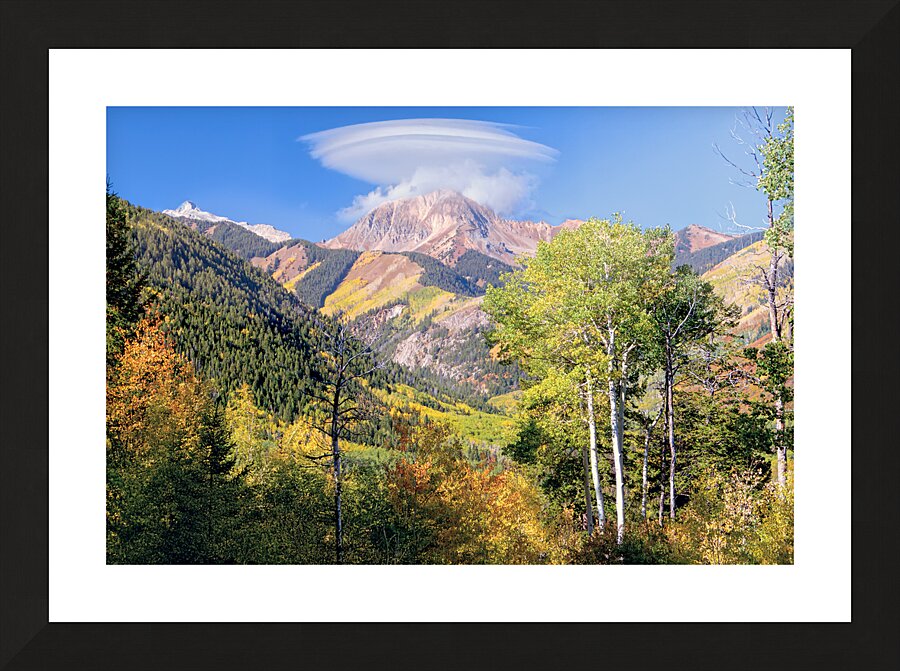 Snowmass Mountain Peak Lenticular Cloud Autumn Picture Frame print
