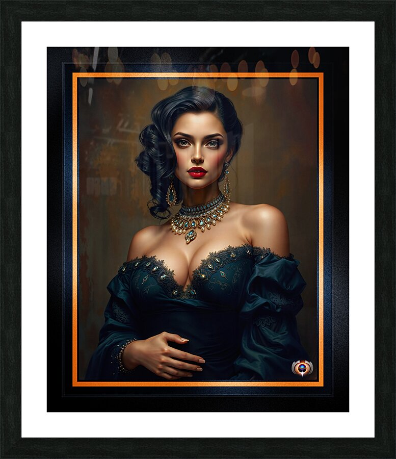 A Timeless Classic Portrait of Glamour Sophistication And Beauty Mesmerizing AI Concept Art by Xzendor7 Picture Frame print