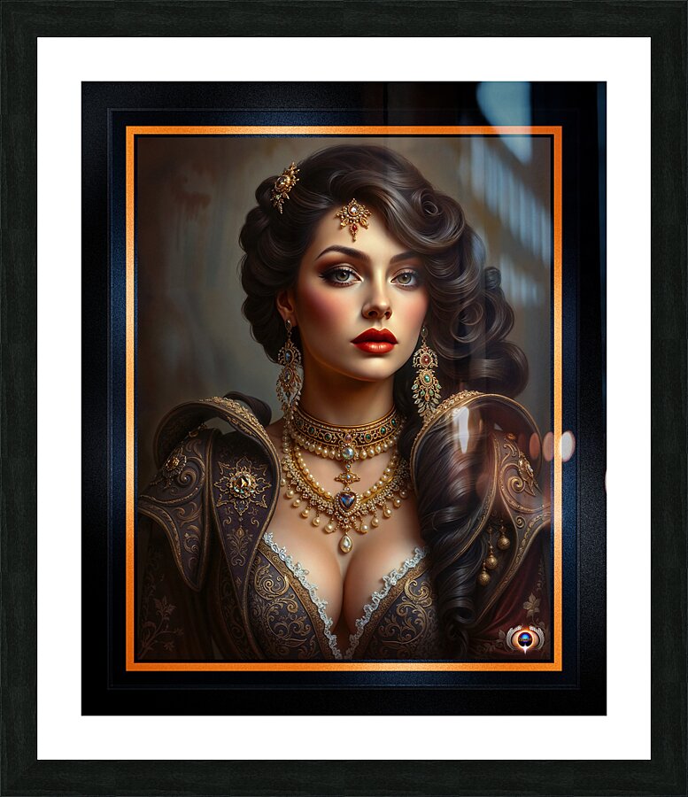Lady Traiysha Selvus A Regal Portrait of Classical Glamour Mesmerizing AI Concept Art by Xzendor7 Picture Frame print