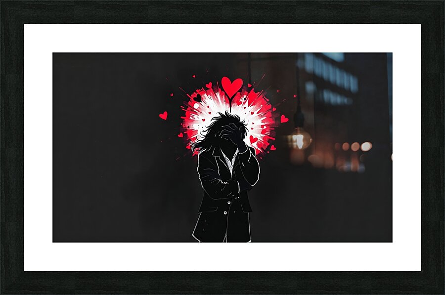 Graphite Shadows of hearts broken 1 Picture Frame Printing