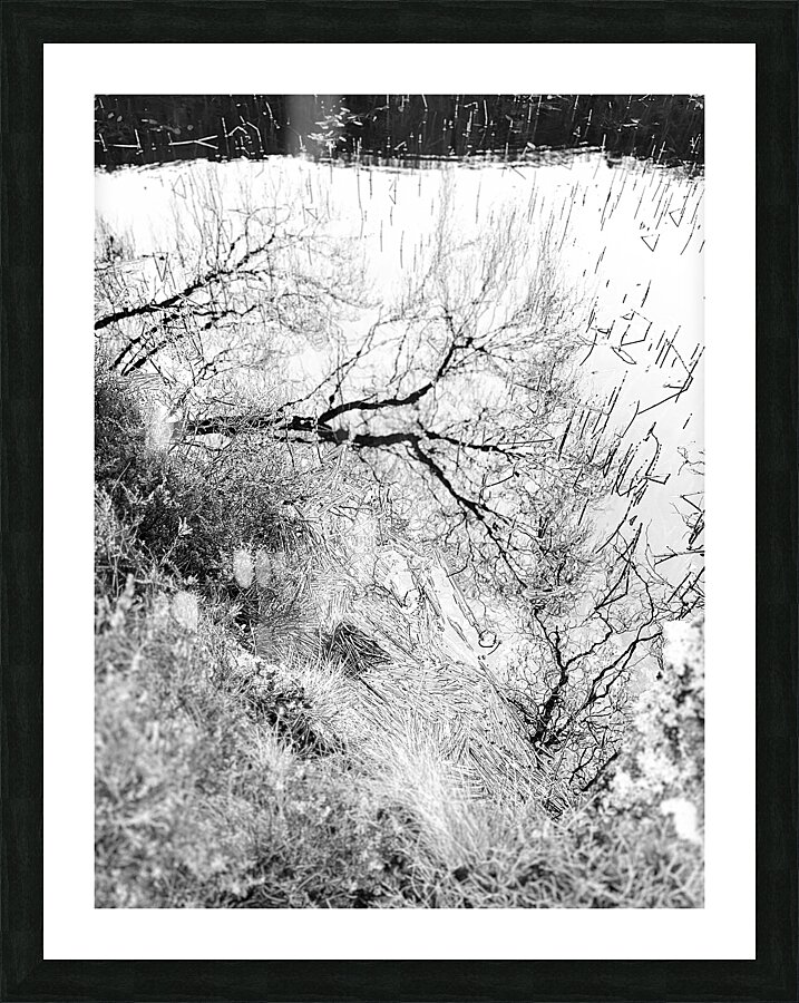 Scenes from the Trail- Monochrome Winter Lochan Reflections Picture Frame print