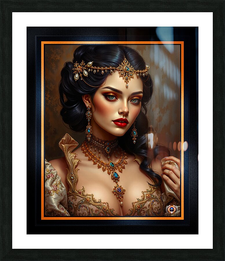 Classic Portrait Of The Timeless Beauty Lycena In Luxurious Opulence Mesmerizing AI Concept Art by Xzendor7 Picture Frame print
