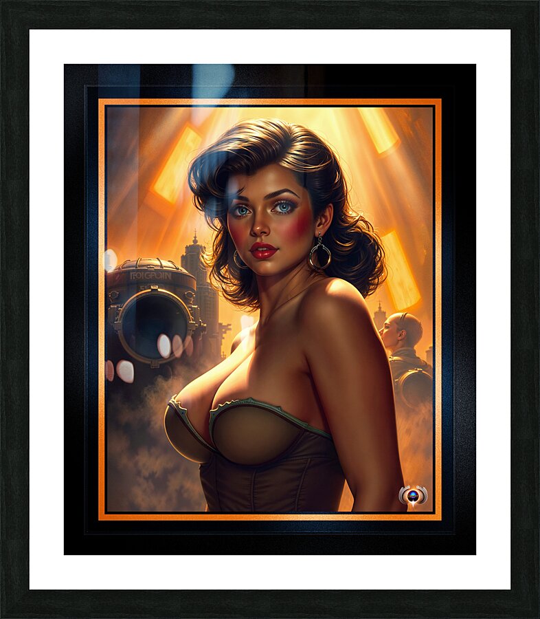 Timeless Golden Age Sci-Fi Glamour Portrait of Dahlia Mesmerizing AI Concept Art by Xzendor7 Picture Frame print