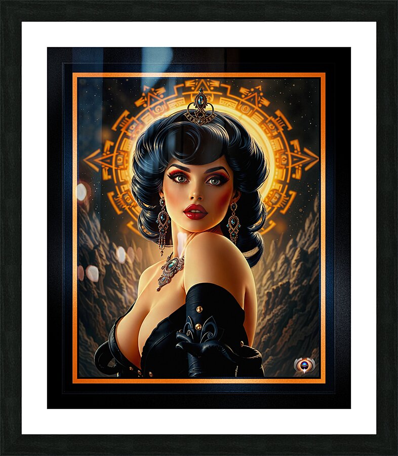 The Sun Is Her Crown A Cosmic Masterpiece of Dark Elegance Mesmerizing AI Concept Art by Xzendor7 Picture Frame print