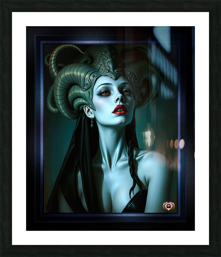 The Enigmatic Portrait of the Majestic Telayia of Sentoya Prime Mesmerizing AI Concept Art by Xzendor7 Picture Frame print