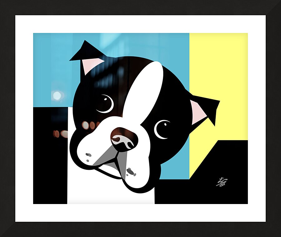 Boston Terrier Geometric Abstract Picture Frame print