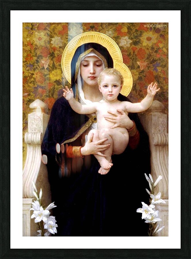 william-adolphe bouguereau - The Virgin of the Lilies . 1899 Picture Frame print