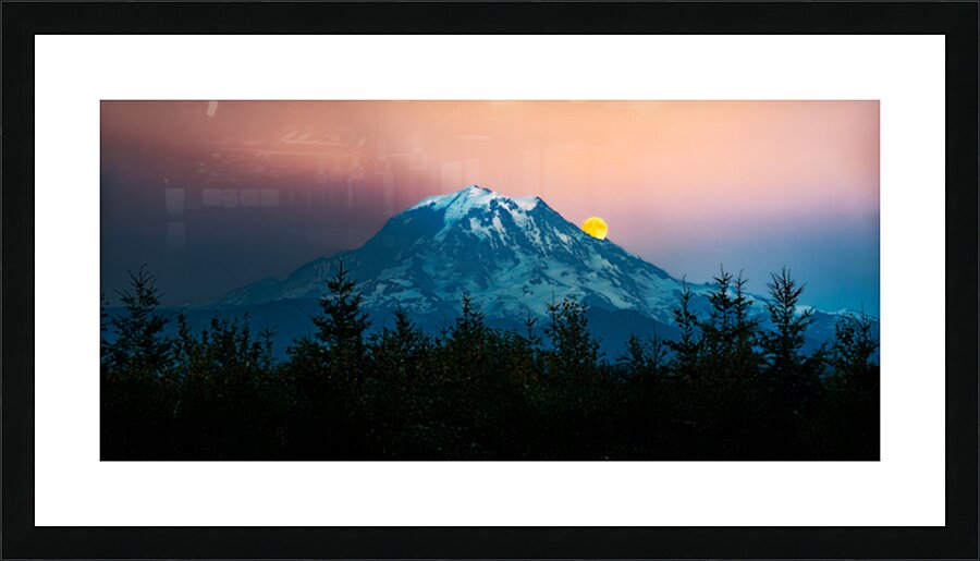 Rainier Moon Rise Picture Frame print