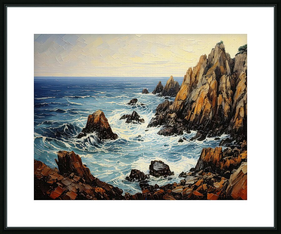 CRAGGY ROCKS ON SHORE Picture Frame print