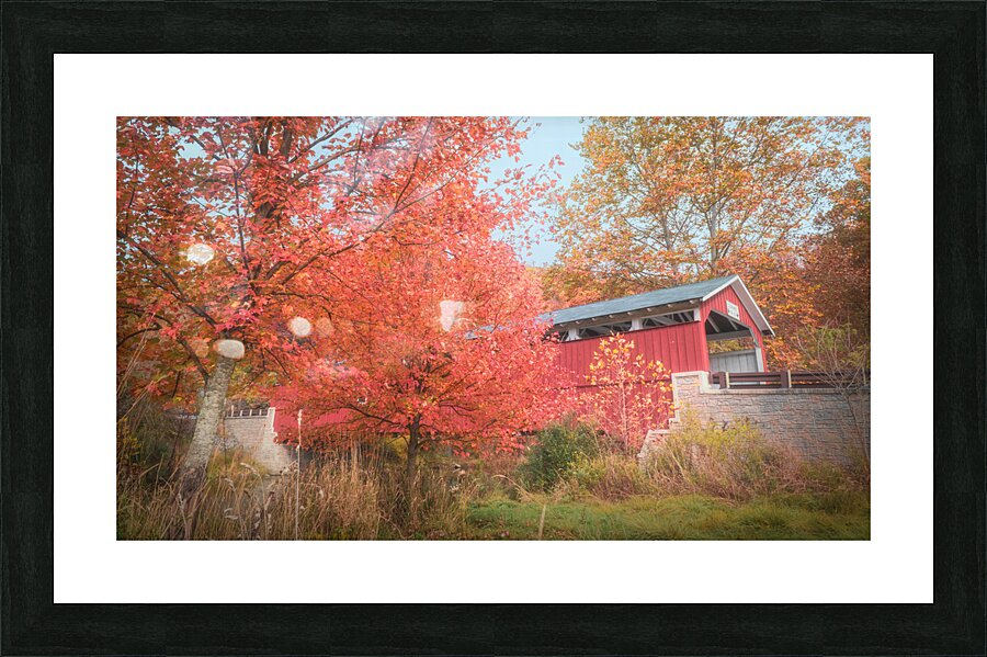 Autumn Surrounds Schlichers Covered Bridge Picture Frame print