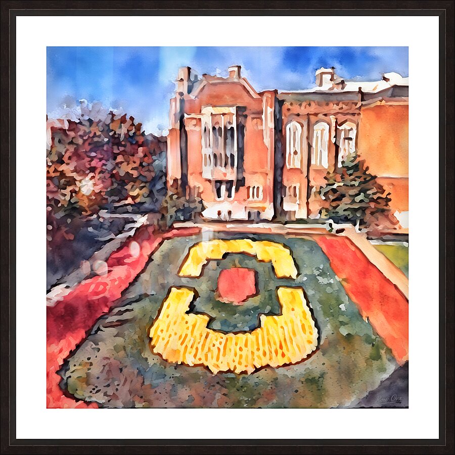 1980s University of Oklahoma Campus Art Picture Frame print