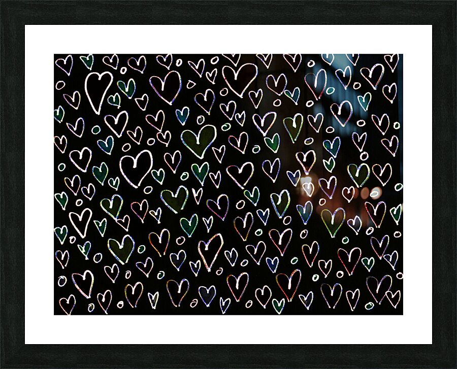 Abstract Hearts on a Black Background Picture Frame print