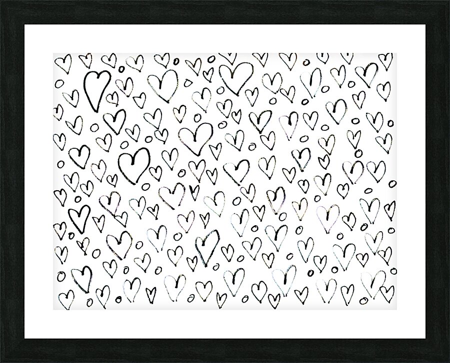 Abstract Monochrome Hearts Too Picture Frame print