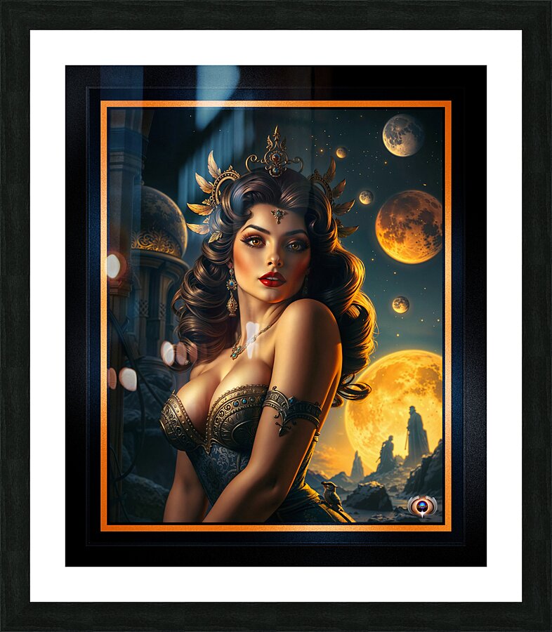 Cosmic Elegance Of Celasia Enchanting Queen Of The Planet Metara Mesmerizing AI Concept Art by Xzendor7 Picture Frame print
